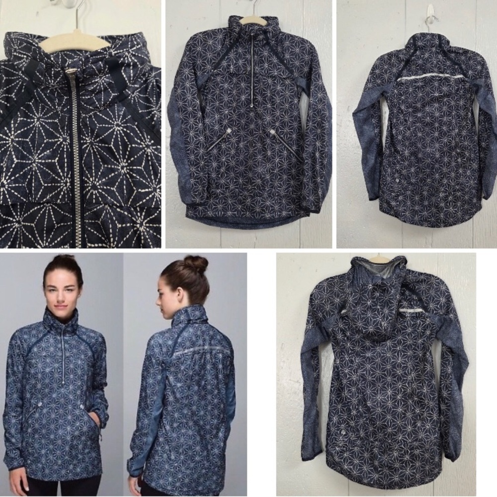 Lululemon Miss Misty II Rain Jacket Sashiko Star Inkwell Pullover Size 2